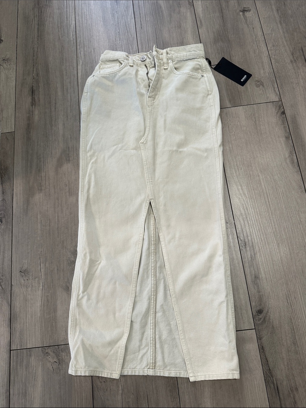 Hudson Jeans Cream Pencil Skirt with Front Slit